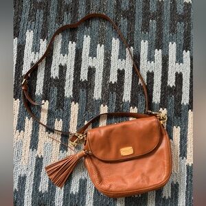 Michael Kors Brown Leather Medium Crossbody Satchel Bag